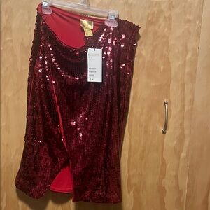 H&M Red Sequin Pencil Skirt